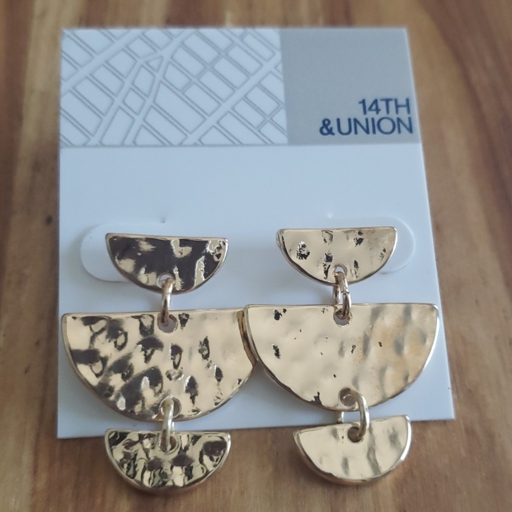 14TH & UNION Gold tone triple half moon earrings